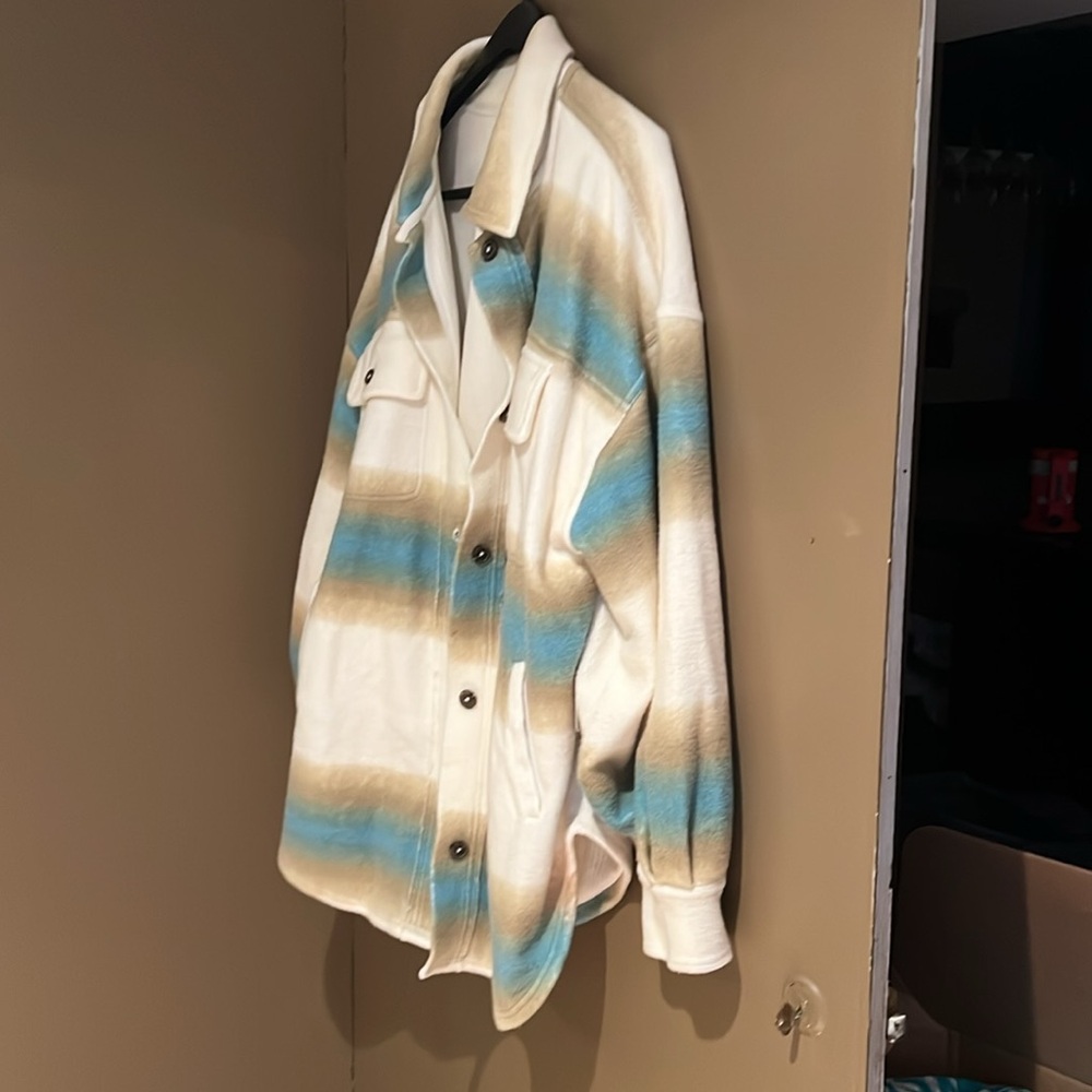 Free People West Coast Ruby Jacket in Cream Striped Pattern Sz M NWT - Picture 4 of 9